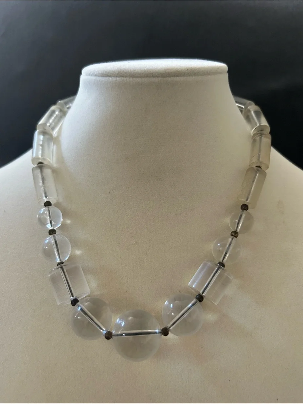 Vintage Clear Acrylic Beaded Statement Necklace